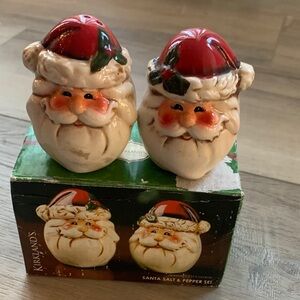 Kirklands Festive Santa Salt & Pepper Shaker Set - Red and Cream